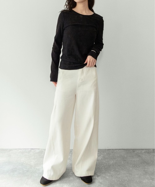 on:nue（オンニュ）の「【on:nue】[着用動画あり！] サイドパネルセミワイドパンツ/2026 SS COLLECTION（その他パンツ・レディース・アイボリー/ベージュ・LARGE/MEDIUM）」の17枚目の写真