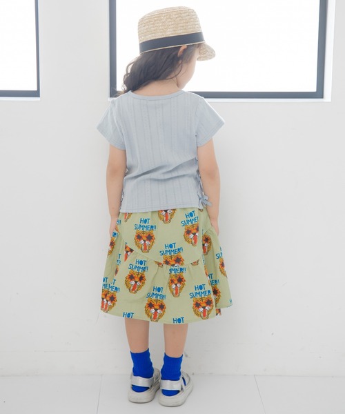 MAKE YOUR DAY(メイクユアデイ)の「文字とトラ総柄綿麻スカート■80~140cm(スカート・キッズ・マルチ/グリーン/イエロー・80/130/120/110/100/90/140)」の10枚目の写真