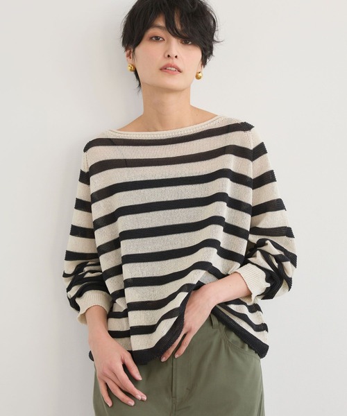 BARNYARDSTORM（バンヤードストーム）の「BARNYARDSTORM / ペーパーボーダーニット（ニット/セーター・レディース・ホワイト系その他/ベージュ系その他/ホワイト・FREE）」の3枚目の写真