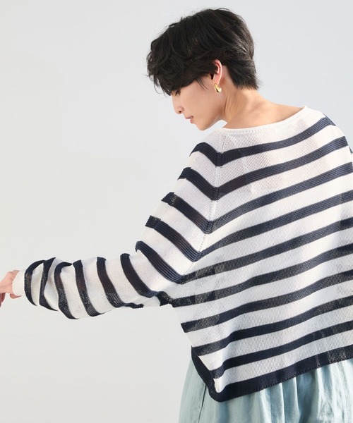 BARNYARDSTORM（バンヤードストーム）の「BARNYARDSTORM / ペーパーボーダーニット（ニット/セーター・レディース・ホワイト系その他/ベージュ系その他/ホワイト・FREE）」の18枚目の写真