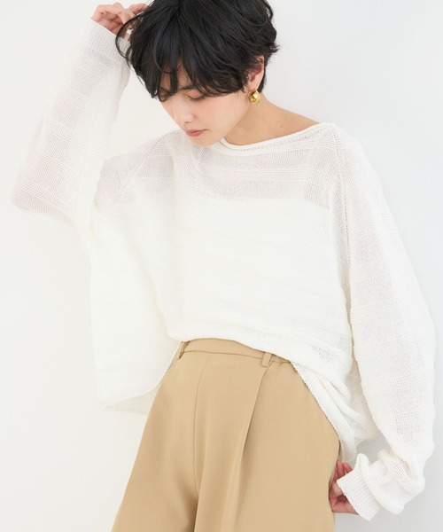 BARNYARDSTORM（バンヤードストーム）の「BARNYARDSTORM / ペーパーボーダーニット（ニット/セーター・レディース・ホワイト系その他/ベージュ系その他/ホワイト・FREE）」の21枚目の写真