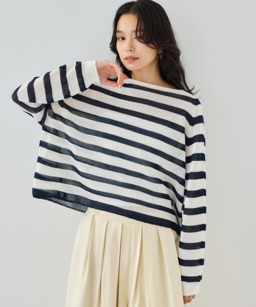 BARNYARDSTORM（バンヤードストーム）の「BARNYARDSTORM / ペーパーボーダーニット（ニット/セーター・レディース・ホワイト系その他/ベージュ系その他/ホワイト・FREE）」の6枚目の写真