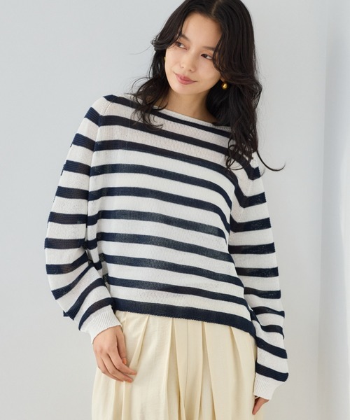 BARNYARDSTORM（バンヤードストーム）の「BARNYARDSTORM / ペーパーボーダーニット（ニット/セーター・レディース・ホワイト系その他/ベージュ系その他/ホワイト・FREE）」の7枚目の写真