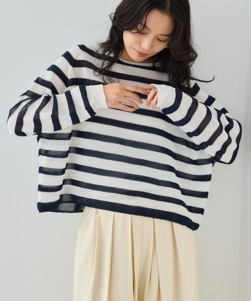 BARNYARDSTORM（バンヤードストーム）の「BARNYARDSTORM / ペーパーボーダーニット（ニット/セーター・レディース・ホワイト系その他/ベージュ系その他/ホワイト・FREE）」の8枚目の写真