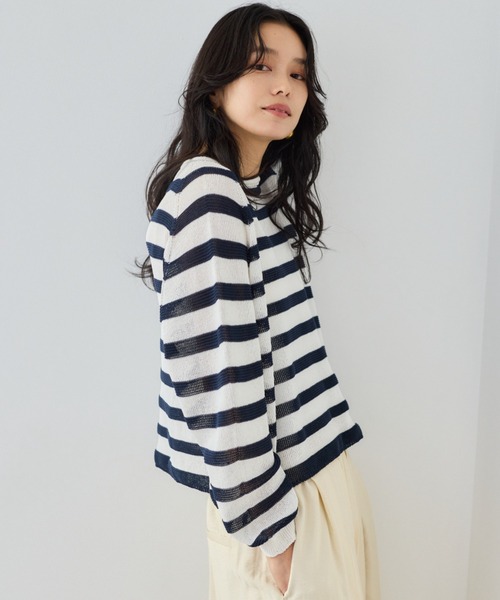 BARNYARDSTORM（バンヤードストーム）の「BARNYARDSTORM / ペーパーボーダーニット（ニット/セーター・レディース・ホワイト系その他/ベージュ系その他/ホワイト・FREE）」の5枚目の写真