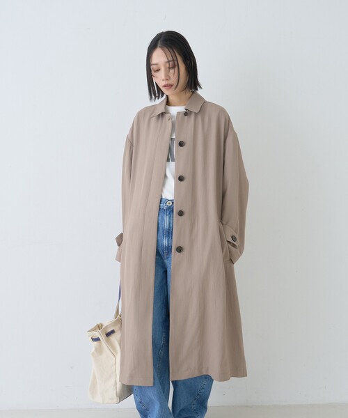 Rouge vif（ルージュヴィフ）の「【2サイズ展開】ステンカラーロングコート/春コート/春服/通勤/大人カジュアル/ベルト付き（ステンカラーコート・レディース・カーキ/ベージュ・36/38）」の3枚目の写真