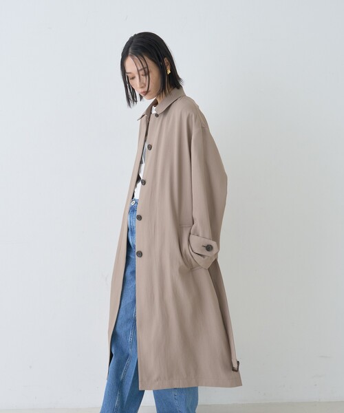 Rouge vif（ルージュヴィフ）の「【2サイズ展開】ステンカラーロングコート/春コート/春服/通勤/大人カジュアル/ベルト付き（ステンカラーコート・レディース・カーキ/ベージュ・36/38）」の7枚目の写真