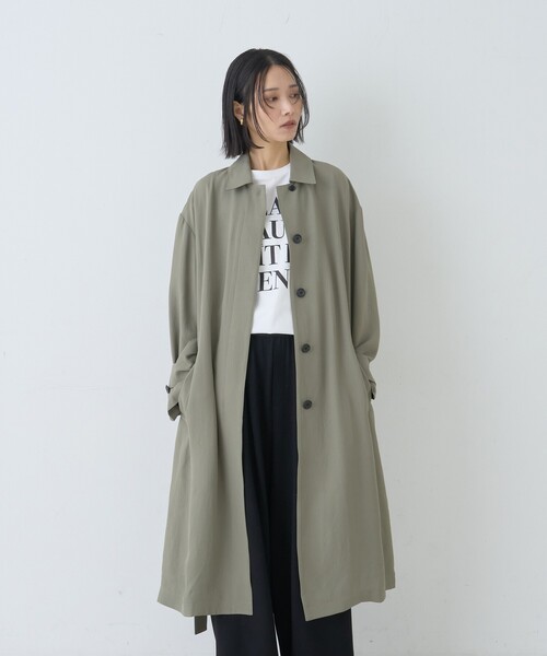 Rouge vif（ルージュヴィフ）の「【2サイズ展開】ステンカラーロングコート/春コート/春服/通勤/大人カジュアル/ベルト付き（ステンカラーコート・レディース・カーキ/ベージュ・36/38）」の10枚目の写真