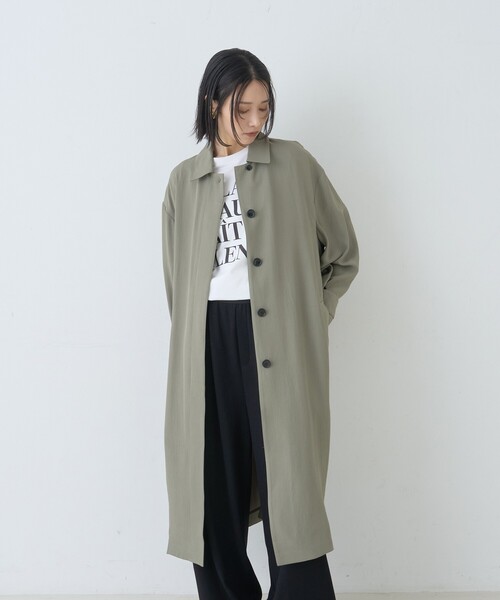 Rouge vif（ルージュヴィフ）の「【2サイズ展開】ステンカラーロングコート/春コート/春服/通勤/大人カジュアル/ベルト付き（ステンカラーコート・レディース・カーキ/ベージュ・36/38）」の11枚目の写真