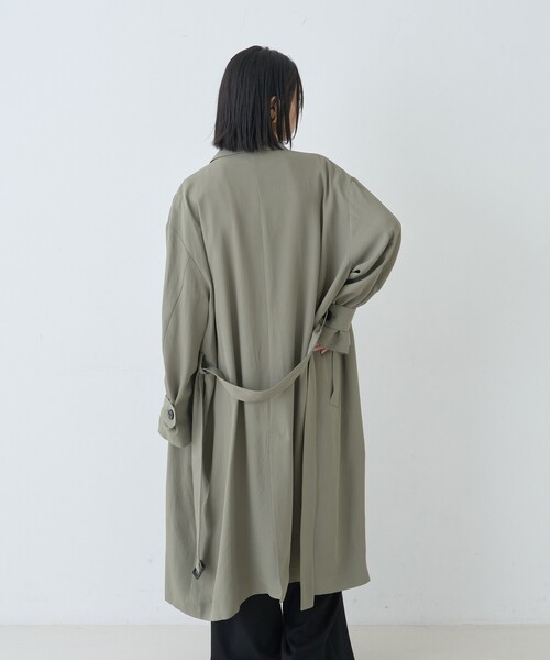 Rouge vif（ルージュヴィフ）の「【2サイズ展開】ステンカラーロングコート/春コート/春服/通勤/大人カジュアル/ベルト付き（ステンカラーコート・レディース・カーキ/ベージュ・36/38）」の13枚目の写真