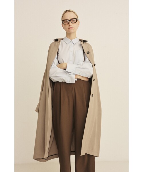 Rouge vif（ルージュヴィフ）の「【2サイズ展開】ステンカラーロングコート/春コート/春服/通勤/大人カジュアル/ベルト付き（ステンカラーコート・レディース・カーキ/ベージュ・36/38）」の15枚目の写真