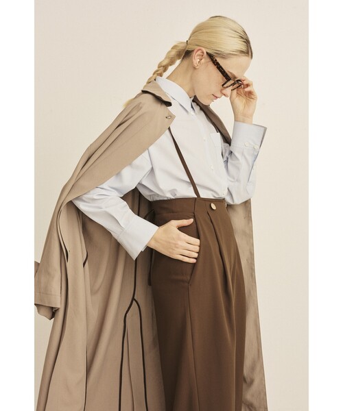 Rouge vif（ルージュヴィフ）の「【2サイズ展開】ステンカラーロングコート/春コート/春服/通勤/大人カジュアル/ベルト付き（ステンカラーコート・レディース・カーキ/ベージュ・36/38）」の17枚目の写真