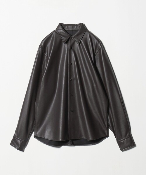 H　BEAUTY&YOUTH UNITED ARROWS（エイチビューティーアンドユースユナイテッドアローズ）の「＜H＞レザーライク シャツ（シャツ/ブラウス・レディース・ブラック/ダークブラウン・M/S）」の9枚目の写真