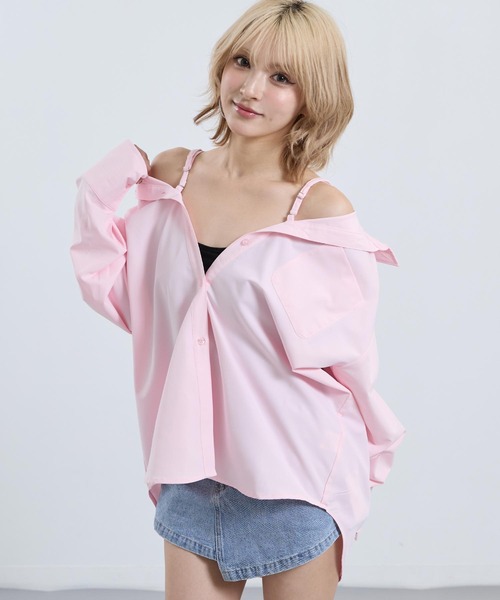 ANAP（アナップ）の「2way オーバーサイズ シャツ（シャツ/ブラウス・レディース・ホワイト/ピンク/ブルー・F）」の16枚目の写真