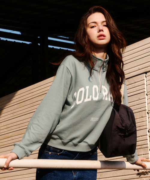 ERER（エルエル）の「Cropped Half Zip-up Colorado Sweatshirt Mint（スウェット・レディース・ミント・F）」の7枚目の写真