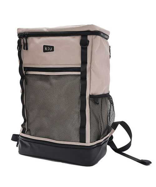KiU(キウ)の「KiU/キウ SQUARE BACKPACK/スクエアバックパック 【K526】(バックパック/リュック・メンズ・ベージュ/ブラック・ONE SIZE)」の1枚目の写真