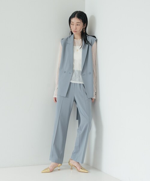 GALLEST(ギャレスト)の「【2WAY】スリットレースプルオーバー(Tシャツ/カットソー・レディース・カーキ/ブラック/オフホワイト・38)」の4枚目の写真