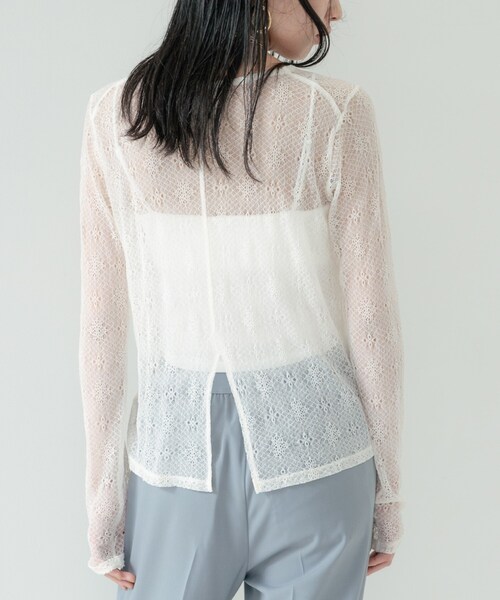 GALLEST(ギャレスト)の「【2WAY】スリットレースプルオーバー(Tシャツ/カットソー・レディース・カーキ/ブラック/オフホワイト・38)」の7枚目の写真