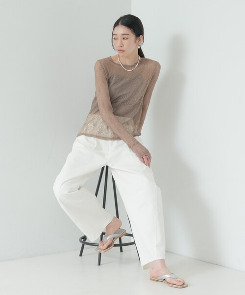 GALLEST(ギャレスト)の「【2WAY】スリットレースプルオーバー(Tシャツ/カットソー・レディース・カーキ/ブラック/オフホワイト・38)」の9枚目の写真