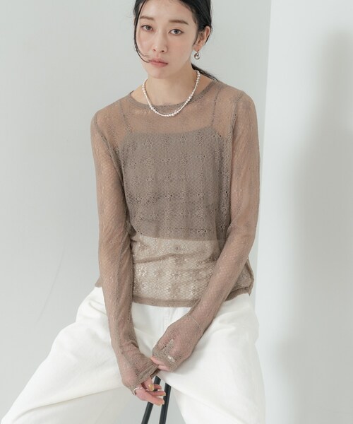 GALLEST(ギャレスト)の「【2WAY】スリットレースプルオーバー(Tシャツ/カットソー・レディース・カーキ/ブラック/オフホワイト・38)」の10枚目の写真