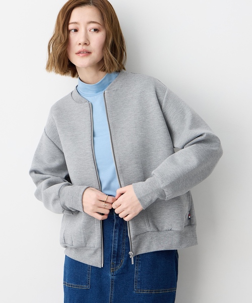 Petit Honfleur（プチオンフルール）の「ダンボールZIPブルゾン（カーディガン/ボレロ・レディース・グレー・L/M）」の2枚目の写真