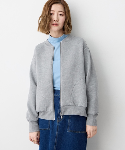 Petit Honfleur（プチオンフルール）の「ダンボールZIPブルゾン（カーディガン/ボレロ・レディース・グレー・L/M）」の3枚目の写真
