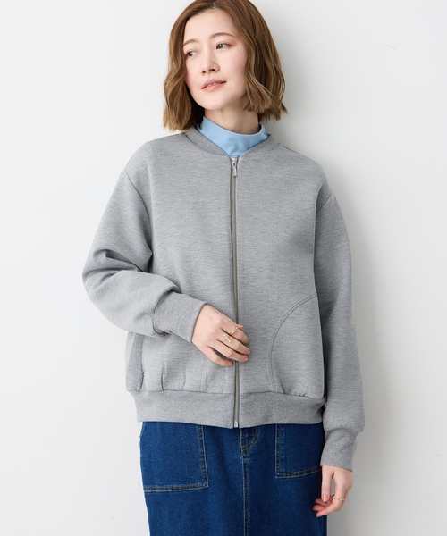 Petit Honfleur（プチオンフルール）の「ダンボールZIPブルゾン（カーディガン/ボレロ・レディース・グレー・L/M）」の4枚目の写真