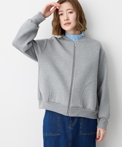 Petit Honfleur（プチオンフルール）の「ダンボールZIPブルゾン（カーディガン/ボレロ・レディース・グレー・L/M）」の5枚目の写真