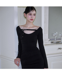 ROSEFRANTZ（ロゼフランツ）の「Eyelet Hood Shirring Mini Dress [Black]（ワンピース）」
