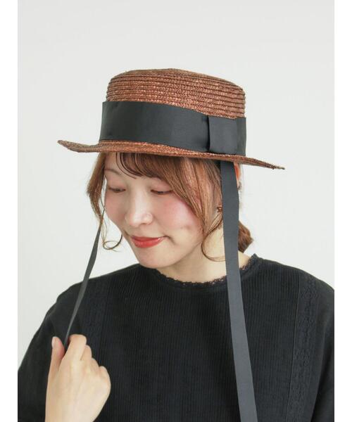 Samansa Mos2（サマンサ モスモス）の「リボン付きカンカン帽（ハット・レディース・ベージュ/ブラウン・F）」の3枚目の写真