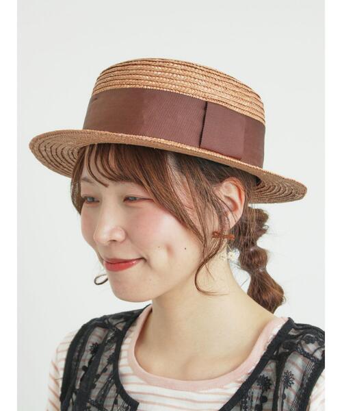 Samansa Mos2（サマンサ モスモス）の「リボン付きカンカン帽（ハット・レディース・ベージュ/ブラウン・F）」の7枚目の写真
