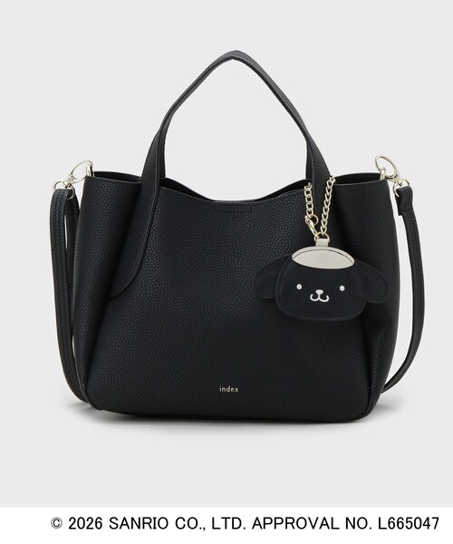 index（インデックス）の「◆【ポムポムプリン】2WAY軽量合皮ミドルバッグ（トートバッグ・レディース・ブラック/アイボリー/イエロー・00）」の2枚目の写真
