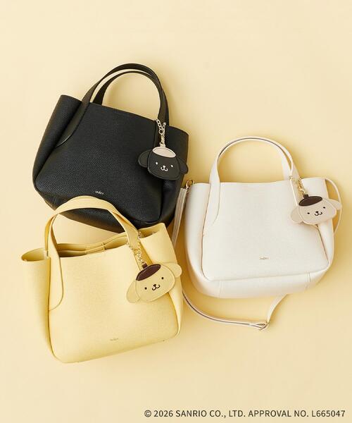 index（インデックス）の「◆【ポムポムプリン】2WAY軽量合皮ミドルバッグ（トートバッグ・レディース・ブラック/アイボリー/イエロー・00）」の4枚目の写真
