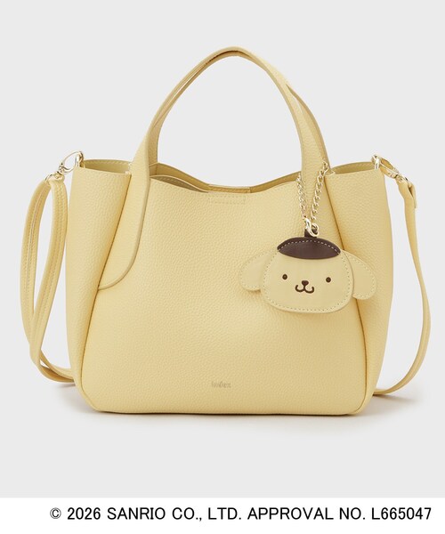 index（インデックス）の「◆【ポムポムプリン】2WAY軽量合皮ミドルバッグ（トートバッグ・レディース・ブラック/アイボリー/イエロー・00）」の5枚目の写真