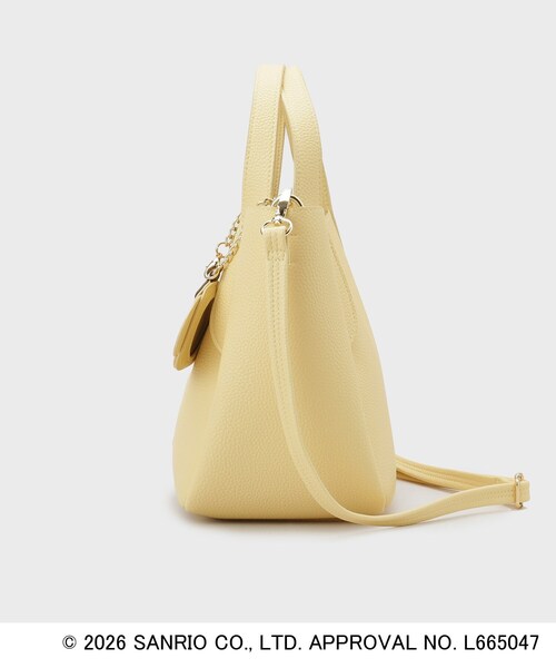 index（インデックス）の「◆【ポムポムプリン】2WAY軽量合皮ミドルバッグ（トートバッグ・レディース・ブラック/アイボリー/イエロー・00）」の6枚目の写真