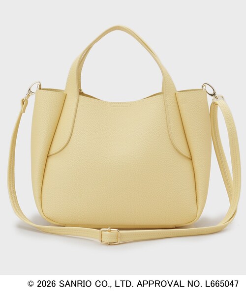 index（インデックス）の「◆【ポムポムプリン】2WAY軽量合皮ミドルバッグ（トートバッグ・レディース・ブラック/アイボリー/イエロー・00）」の7枚目の写真