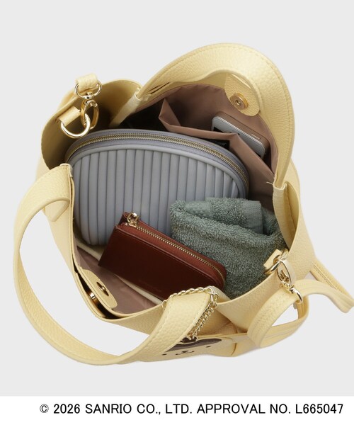 index（インデックス）の「◆【ポムポムプリン】2WAY軽量合皮ミドルバッグ（トートバッグ・レディース・ブラック/アイボリー/イエロー・00）」の12枚目の写真