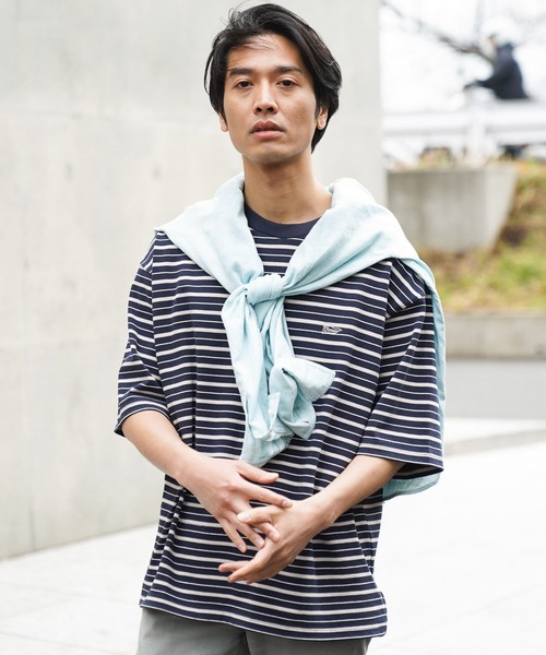 BAYFLOW(ベイフロー)の「ボーダービッグTシャツ(Tシャツ/カットソー・メンズ・ネイビー/グレー/ブルー・LARGE/MEDIUM)」の2枚目の写真