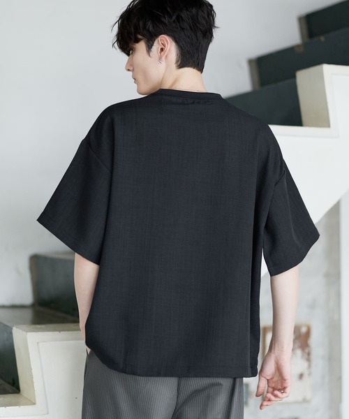 ASTRONOMY（アストロノミー）の「綿麻タッチドローコード付き半袖プルオーバー（Tシャツ/カットソー・メンズ・グレー/ブラック/ブラウン/チャコール・S/M/L/XL）」の8枚目の写真