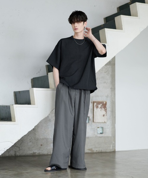 ASTRONOMY（アストロノミー）の「綿麻タッチドローコード付き半袖プルオーバー（Tシャツ/カットソー・メンズ・グレー/ブラック/ブラウン/チャコール・S/M/L/XL）」の10枚目の写真