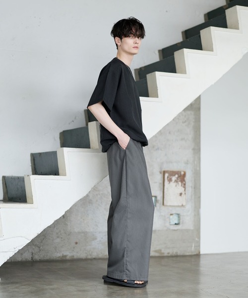 ASTRONOMY（アストロノミー）の「綿麻タッチドローコード付き半袖プルオーバー（Tシャツ/カットソー・メンズ・グレー/ブラック/ブラウン/チャコール・S/M/L/XL）」の11枚目の写真