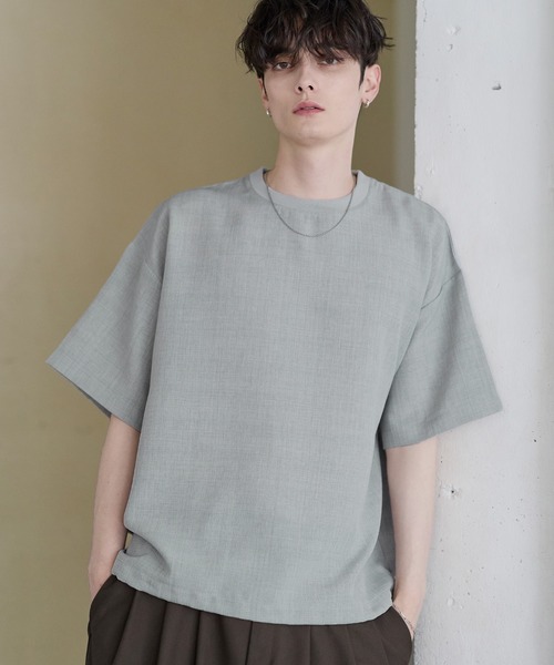 ASTRONOMY（アストロノミー）の「綿麻タッチドローコード付き半袖プルオーバー（Tシャツ/カットソー・メンズ・グレー/ブラック/ブラウン/チャコール・S/M/L/XL）」の17枚目の写真