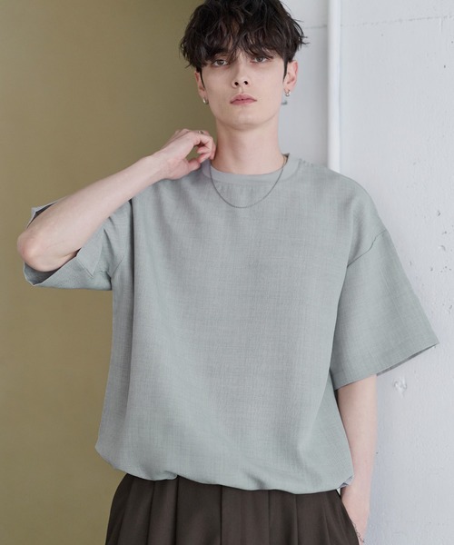 ASTRONOMY（アストロノミー）の「綿麻タッチドローコード付き半袖プルオーバー（Tシャツ/カットソー・メンズ・グレー/ブラック/ブラウン/チャコール・S/M/L/XL）」の15枚目の写真