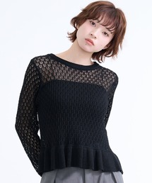 『DAESE TOKYO/デセトウキョウ』麻タッチ柄編み裾フリルニット