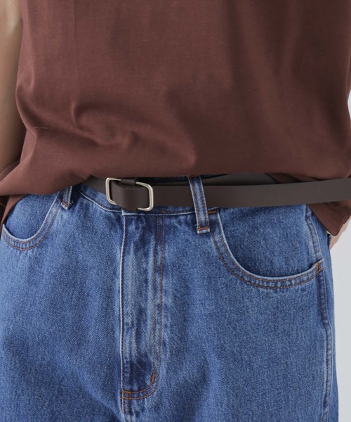 NANO universe（ナノユニバース）の「無段階調整 スクエア型バックル2cm幅ベルト（ベルト・レディース・ブラック/ブラウン/キャメル・F）」の2枚目の写真