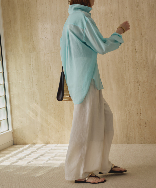 VERMEIL par iena（ヴェルメイユパーイエナ）の「《手洗い可》トリアセリネンパンツ（その他パンツ・レディース・ブラック/アイボリー・36/38/40）」の6枚目の写真