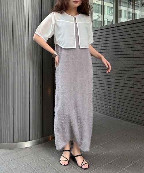 &g'aime 】シアーボレロ×フリンジキャミワンピ Sheer Bolero × Fringe