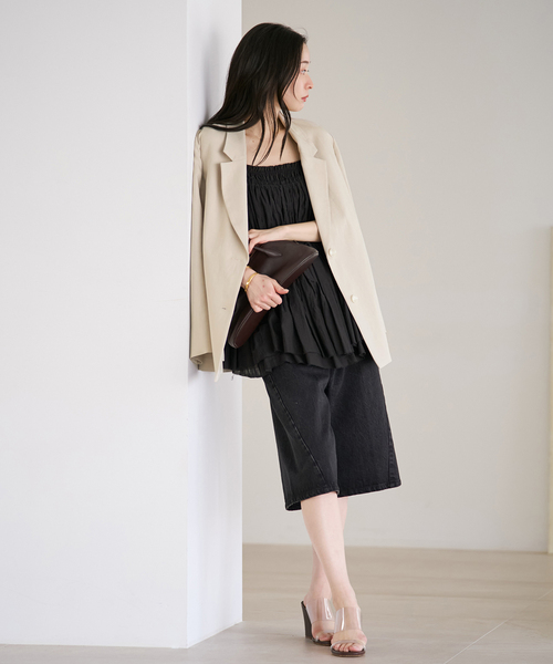 plage（プラージュ）の「IND VOIL TACK キャミソール（キャミソール・レディース・ブラック・FREE）」の5枚目の写真