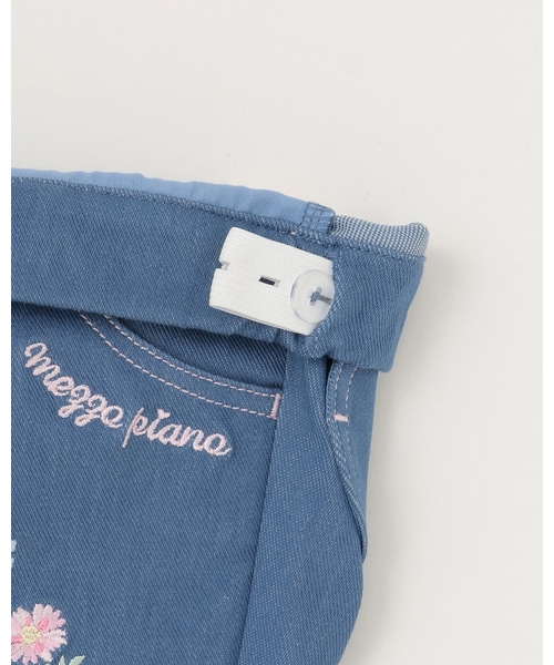 mezzo piano(メゾピアノ)の「裾スカラップ花刺しゅう 7分丈カットソーパンツ(その他パンツ・キッズ・ブルー/オフホワイト・90cm/100cm/80cm)」の5枚目の写真