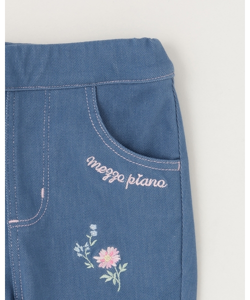 mezzo piano(メゾピアノ)の「裾スカラップ花刺しゅう 7分丈カットソーパンツ(その他パンツ・キッズ・ブルー/オフホワイト・90cm/100cm/80cm)」の6枚目の写真